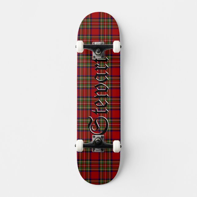 Stewart Tartan Scottish Kariert Pattern Skateboard (Vorderseite)