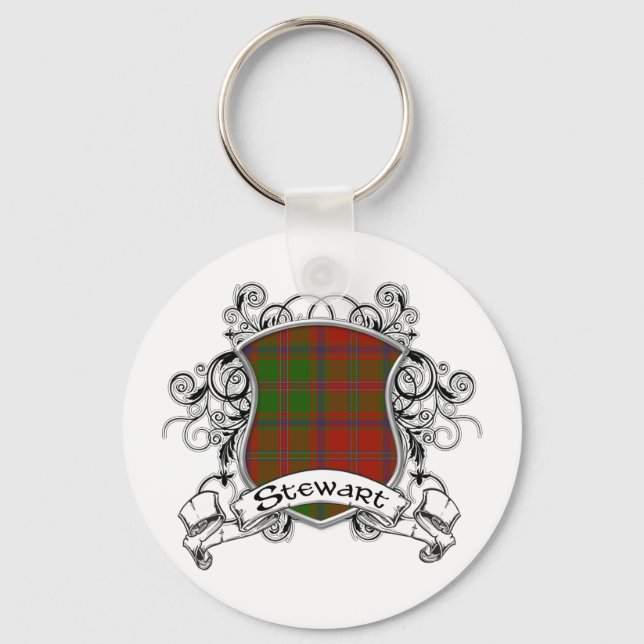 Stewart Tartan Shield Schlüsselanhänger (Vorderseite)