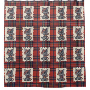 Stewarttartan-Vintager schottischer Terrier Duschvorhang