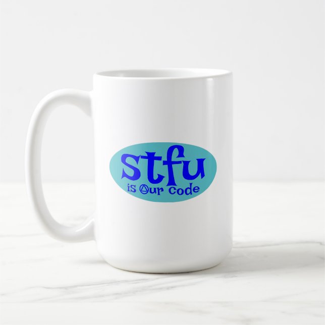 STFU ist unsere Code-Tasse Kaffeetasse (Links)