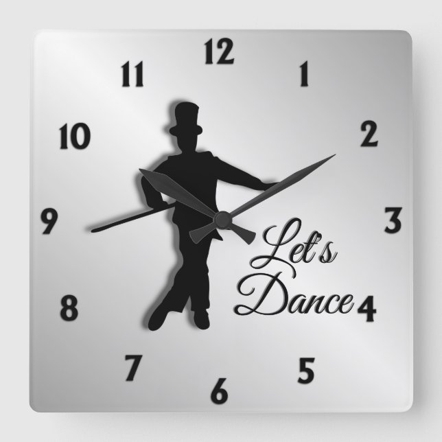 Stich Dancer Let's Dance Zwölf Zahlen Quadratische Wanduhr (Vorderseite)