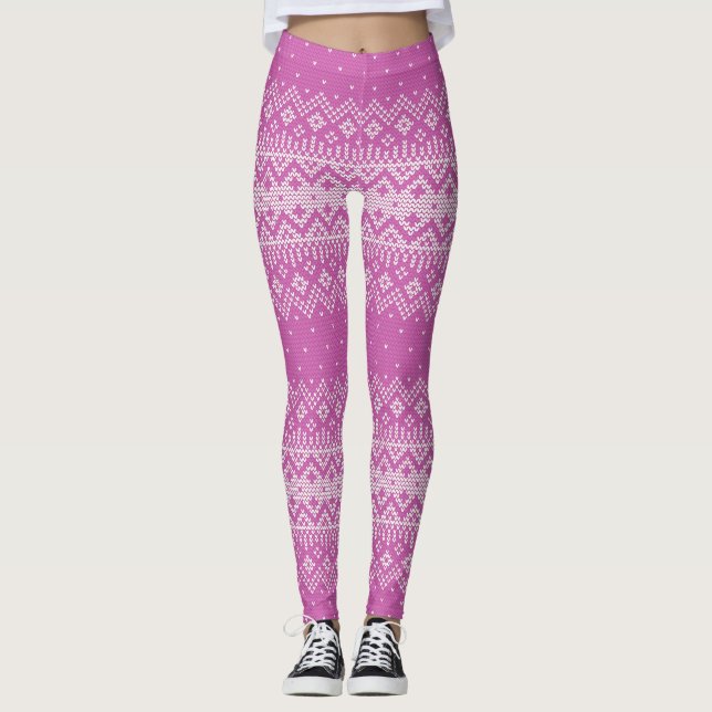 Stich-Muster, gegossen, orchid, rosa ID208 Leggings (Vorderseite)