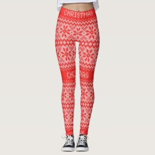 Stich-Muster (Knitted Stitch Pattern)1 Rot/Weiß-ID Leggings