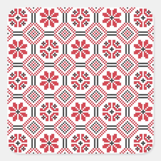 Stich-Muster Quadratischer Aufkleber (Vorderseite)