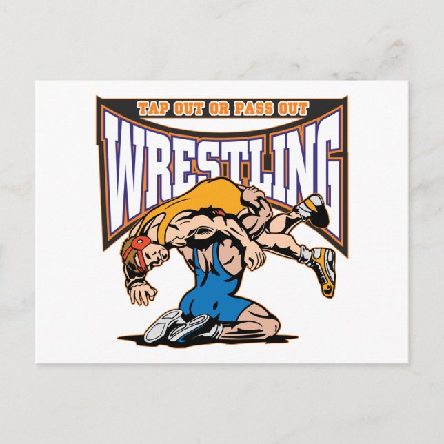 Stich-Out-Wrestler Postkarte (Vorderseite)