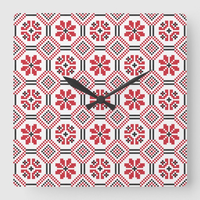 Stich Quadratische Wanduhr (Vorderseite)