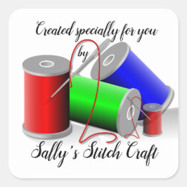 Stich und Nähen Quadratischer Aufkleber