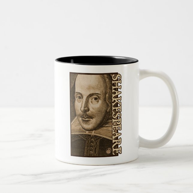 Stiche Shakespeare Droeshout Zweifarbige Tasse (Rechts)