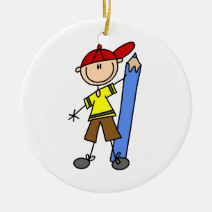 Stick Boy mit Stift Keramikornament