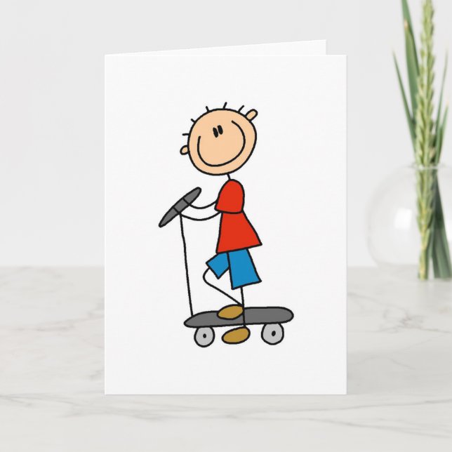 Stick Boy on Scooter Karte (Vorderseite)