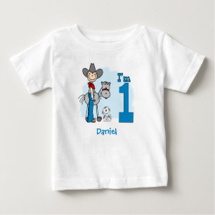 Stick Cowboy 1. Geburtstag Baby T - Shirt