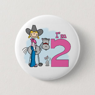 Stick Cowgirl 2 Birthday Pinback Button