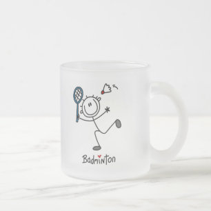 Stick-Figur-Badminton-T-Shirts und Geschenke Mattglastasse