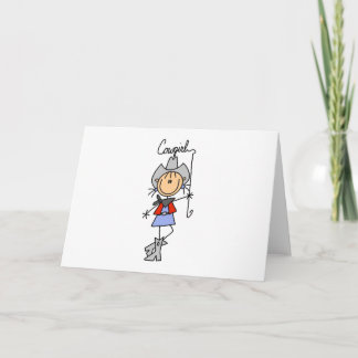 Stick Figur Cowgirl with Lasso Card Karte