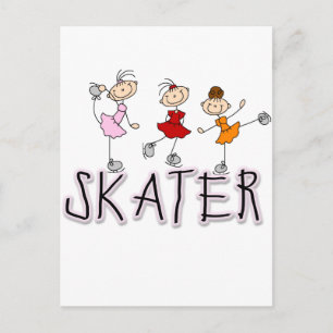 Stick-Figur-Eisläufer T-Shirts und Geschenke Postkarte