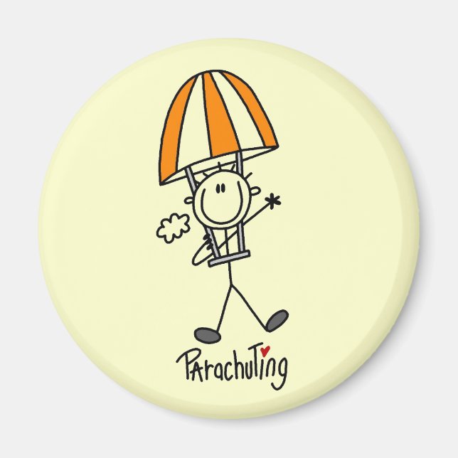 Stick-Figur-Fallschirmspringer-T-Shirts und Gesche Magnet (Vorne)