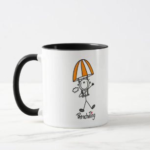 Stick-Figur-Fallschirmspringer-T-Shirts und Gesche Tasse