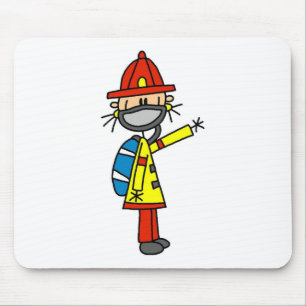 Stick-Figur-Feuerwehrmann mit Maske-Mauspad Mousepad