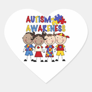 Stick Figur Kids Autism Awareness Herz-Aufkleber