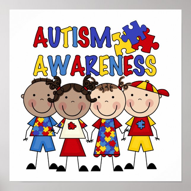 Stick Figur Kids Autism Awareness Poster (Vorne)