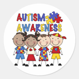 Stick Figur Kids Autism Awareness Runder Aufkleber