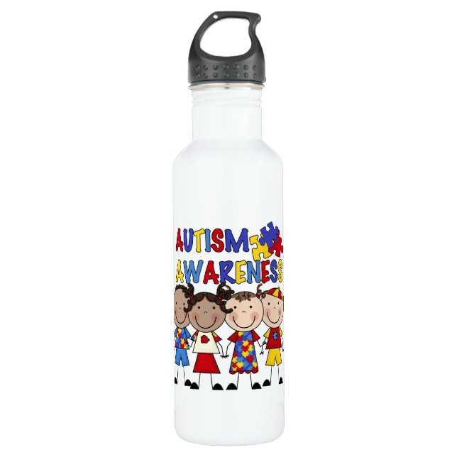 Stick Figur Kids Autism Awareness Trinkflasche (Vorderseite)