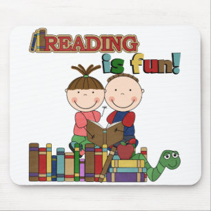 Stick Figur Kids Reading is Fun Mousepad