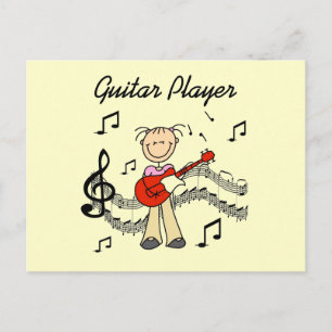 Stick-Figur Mädchen Gitarre-Spieler T-Shirts und G Postkarte