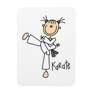 Stick-Figur-Mädchen-Karate-T-Shirts und Geschenke Magnet