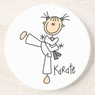 Stick-Figur-Mädchen-Karate-T-Shirts und Geschenke Sandstein Untersetzer
