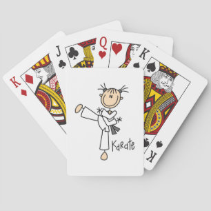 Stick-Figur-Mädchen-Karate-T-Shirts und Geschenke Spielkarten