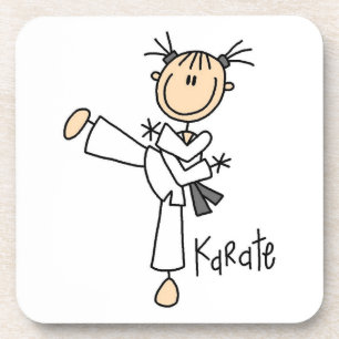Stick-Figur-Mädchen-Karate-T-Shirts und Geschenke Untersetzer