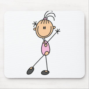 Stick-Figur-Mädchen-Turn-T-Shirts und Geschenke Mousepad