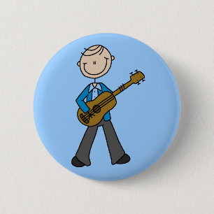 Stick-Figur männlicher Gitarrenspieler T-Shirts un Button