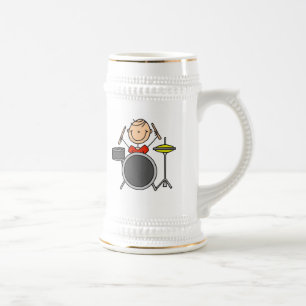 Stick-Figur Männlicher Schlagzeuger T-Shirts und G Bierglas