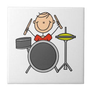 Stick-Figur Männlicher Schlagzeuger T-Shirts und G Fliese
