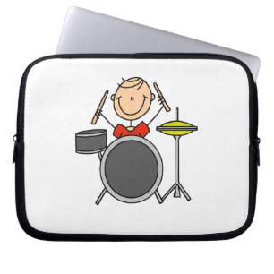Stick-Figur Männlicher Schlagzeuger T-Shirts und G Laptopschutzhülle