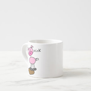 Stick-Figur-Schwein-T-Shirts und Geschenke Espressotasse