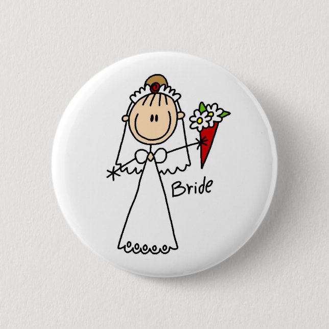 Stick Figure Braut T-Shirts und Geschenke Button (Vorderseite)