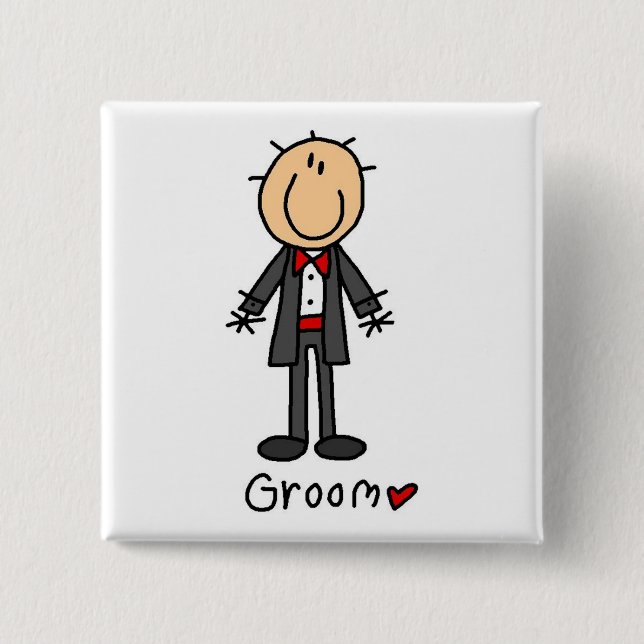 Stick Figure Bräutigam T-Shirts und Geschenke Button (Vorderseite)
