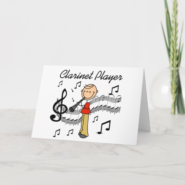 Stick Figure Clarinet Player Tshirts and Gifts Karte (Vorderseite)