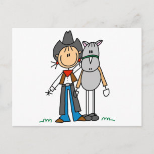Stick Figure Cowgirl mit Pferd T-Shirts Postkarte