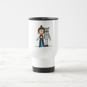 Stick Figure Cowgirl mit Pferd T-Shirts Reisebecher