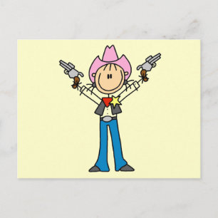 Stick Figure Cowgirl Sheriff T-Shirts Postkarte