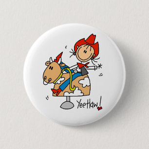 Stick Figure Cowgirl Yee Haw T-Shirts und Geschenk Button