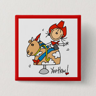 Stick Figure Cowgirl Yee Haw T-Shirts und Geschenk Button