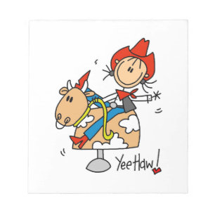 Stick Figure Cowgirl Yee Haw T-Shirts und Geschenk Notizblock