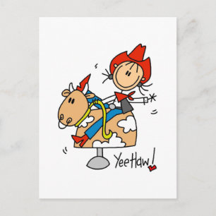 Stick Figure Cowgirl Yee Haw T-Shirts und Geschenk Postkarte