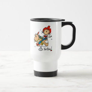 Stick Figure Cowgirl Yee Haw T-Shirts und Geschenk Reisebecher