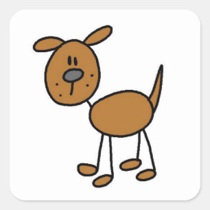 Stick Figure Dog T-Shirts und Geschenke Quadratischer Aufkleber